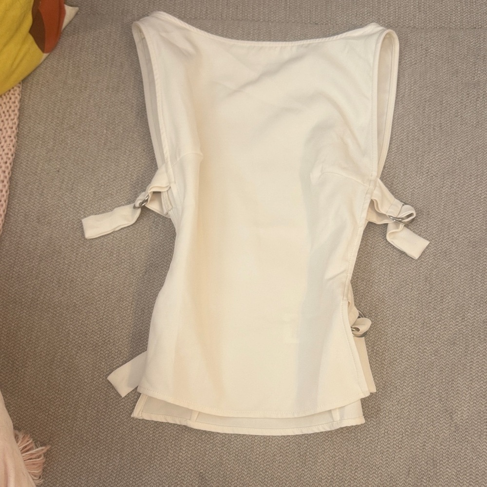 Peppermayo Cream Side-Tie Tank Top